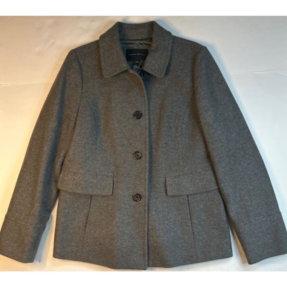 Women's Sz Large Banana Republic Wool Peacoat Jacket Chore Gray